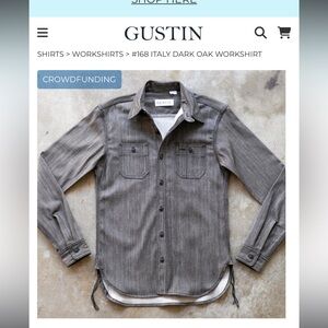 Gustin Italy Dark Oak Denim Workshirt - small men’s